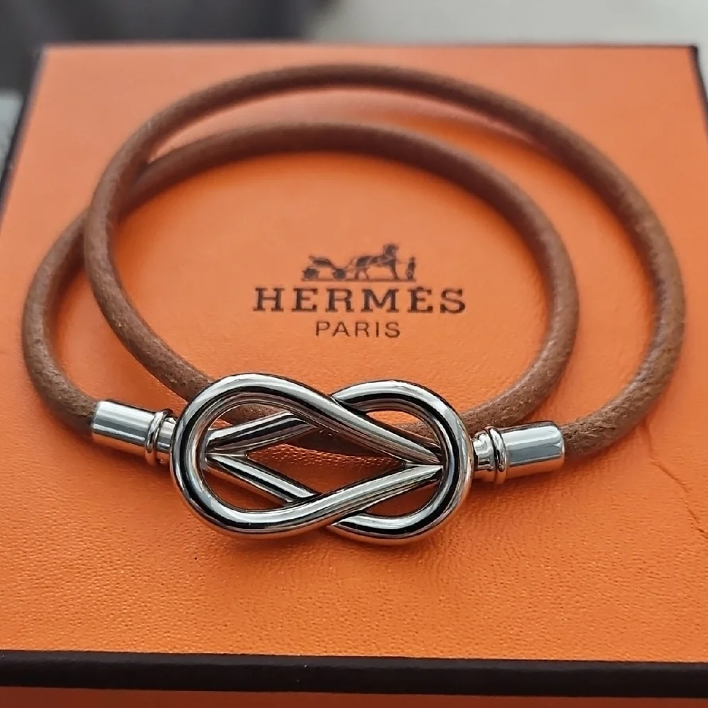 Hermes | Jewelry | Hermes Silver And Brown Leather Infinity